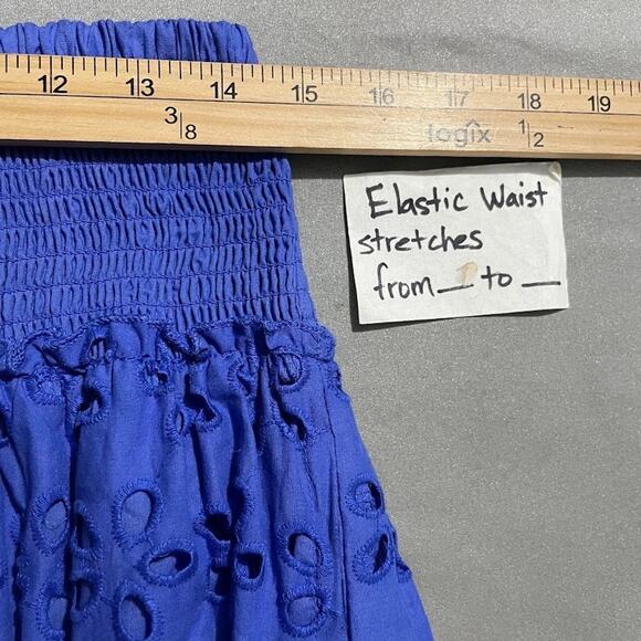 Jennifer & Grace Tiered Peasant Skirt Size Large Blue Boho Embroidered Eyelet - Picture 6 of 8